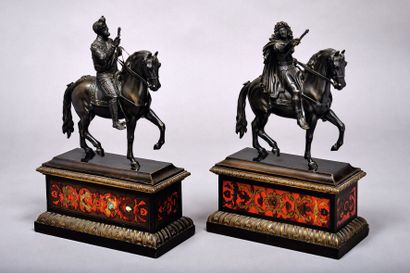 Pair of equestrian statues of Henri IV and...