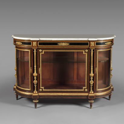 Mahogany and blackened rosewood veneer sideboard....