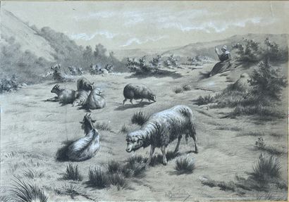 Rosa BONHEUR (1822-1899) : BERGERE ET SON...
