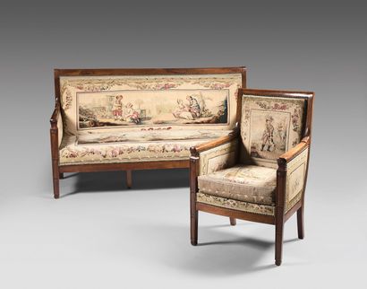 Mahogany living room furniture, molded and...