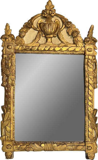 Mirror with a cream and gilded lacquered...