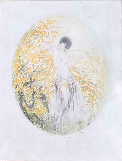 Louis ICART (1888-1950) : ELEGANTE AUX GENETS....