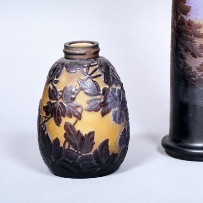 Emile GALLE (1846-1904). An ovoid vase in...