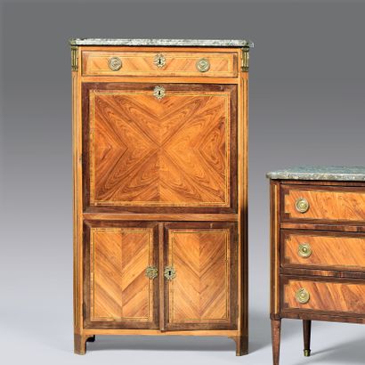 Secretary wood veneer inlaid with nets intersected...