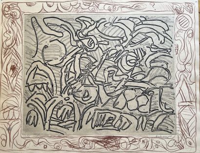 Pierre ALECHINSKY (né en 1927) : COMPOSITION....