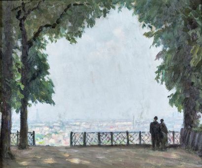Jules GRUN (1868-1938) : COUPLE SUR LA TERRASSE...