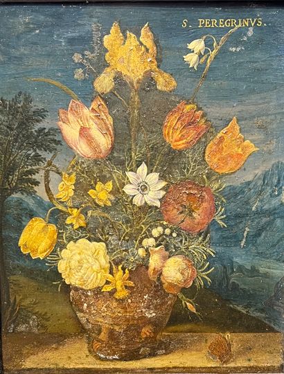 Ecole FLAMANDE du XVIIe siècle : FLEURS DANS...
