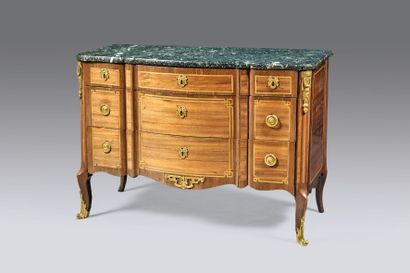 Satin veneer chest of drawers in frames of...