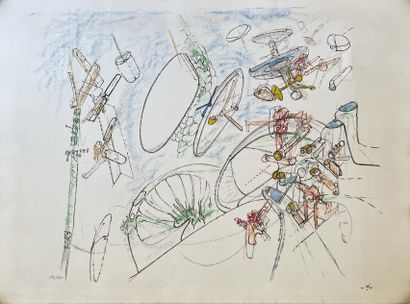 Roberto MATTA (1911-2002) : AERONEFS. Lithographie...
