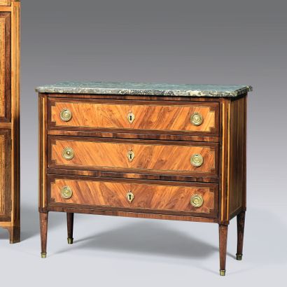 Wooden chest of drawers inlaid with nets...
