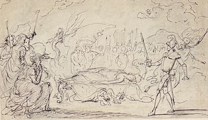 Attribué à Claude GILLOT : 
FUNERAILLES DANS...