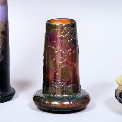 Emile GALLE (1846-1904). Vase with high neck...