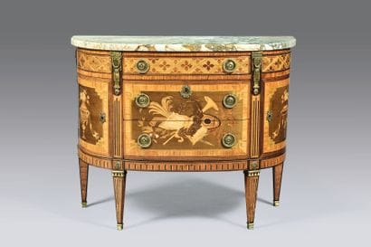 Half-moon chest of drawers in veneer and...