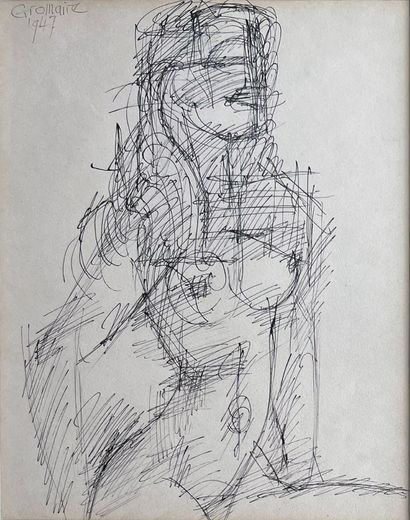 Marcel GROMAIRE (1892-1971) : MODELE. Encre...
