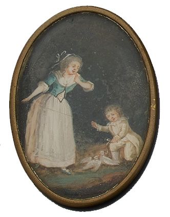 Miniature representing a young mother and...