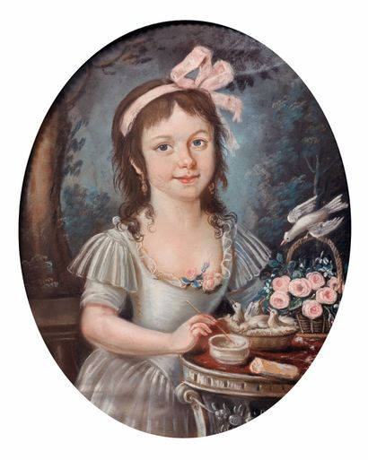18th century FRENCH SCHOOL: YOUNG GIRL WITH...
