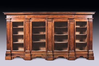 Important bookcase in fruitwood with four...