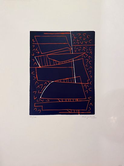 Alberto MAGNELLI (1888-1971) :
SANS TITRE.
Linogravure...