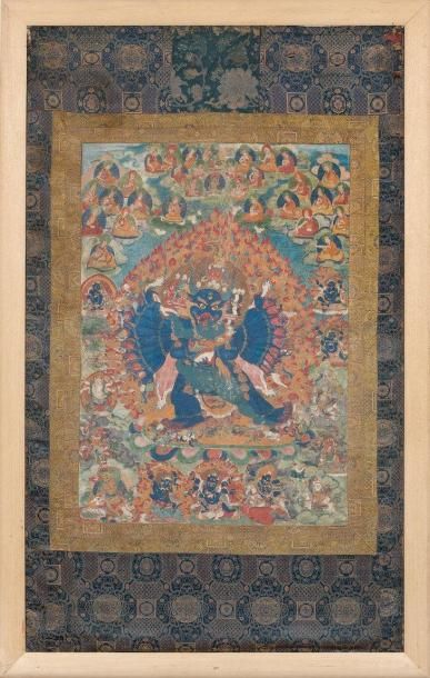 Tanka, détrempe sur toile, Yamantaka et Cakti...