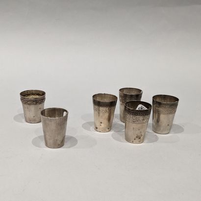 Suite of four silver liquor goblets (925),...