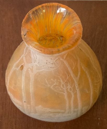 Small vase with flattened body of baluster...