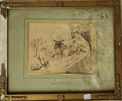 Charles Henri PILLE (1844-1897): WALKER FRIGHTENED...
