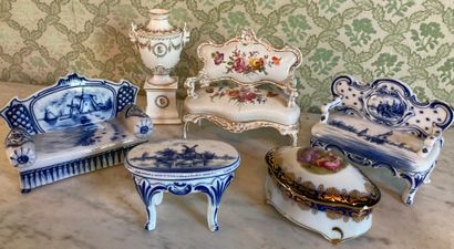 Porcelain trinket with polychrome and gilding...