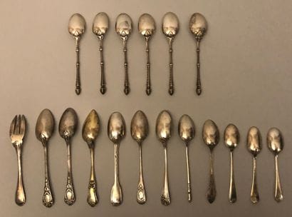 Suite of six small silver spoons (925), the...