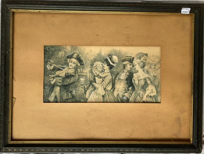 F. CHAMOUIN: THE HAPPY BIRTH. Watercolor...