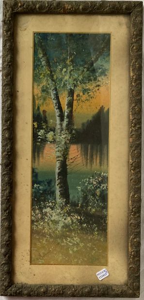 Three watercolors and gouache, circa 1900:...
