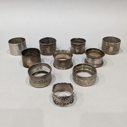 Set of ten silver napkin rings (925 and 800),...