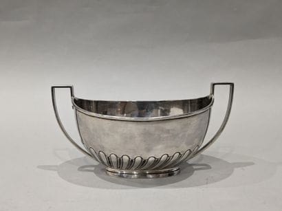 Ovoid cup on small heel with two handles...