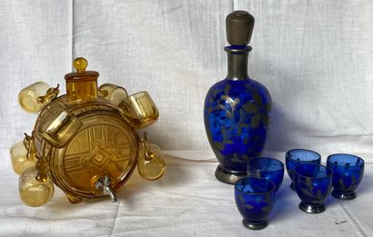 Amber tinted glass liqueur service featuring...
