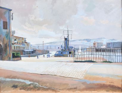 Louis FERNEZ (1900-1983): CROSSING IN A MEDITERRANEAN...