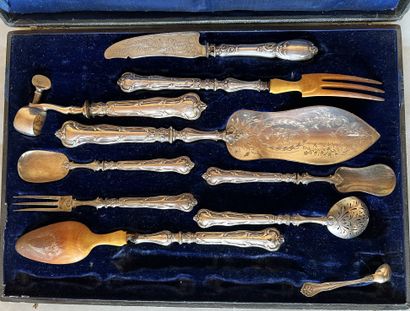 Set of eight silver and silver plated (925)...
