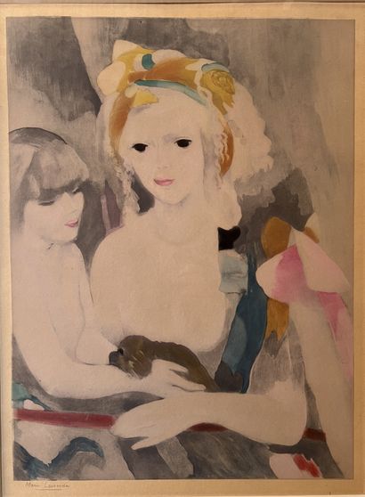 After Marie LAURENCIN: YOUNG WOMEN WITH DOG....