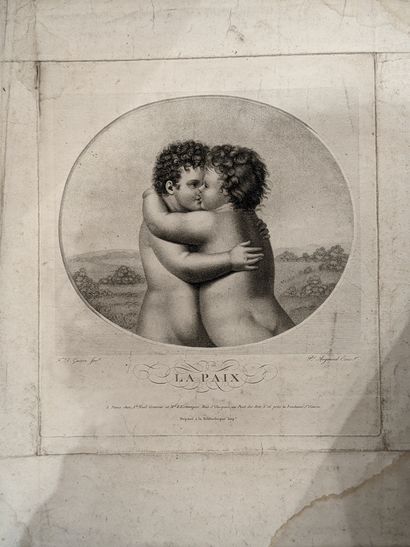 Drawing box containing a set of engravings...