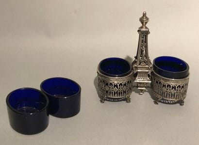 Double saleron, the setting in silver (925),...