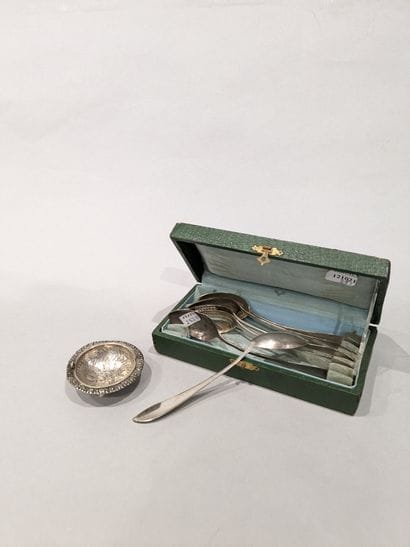 Six small silver spoons (800), uniplat model,...