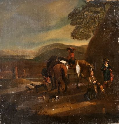 17th century FLEMISH SCHOOL: REST OF HUNTERS...