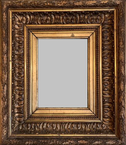 Two frames in stuccoed wood and gilded: -...