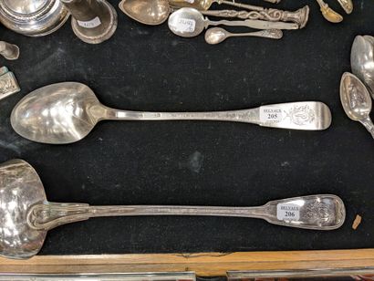 Stew spoon in silver, uni-flat model. Engraved...