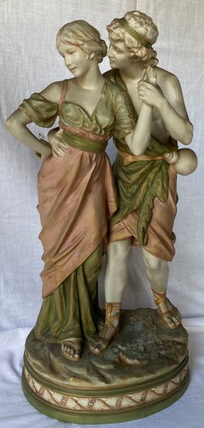ROYAL DUX BOHEME, circa 1900. Group in polychrome...