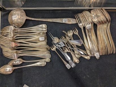 Part of a silver-plated cutlery set, with...