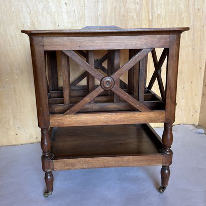 Mahogany and fruitwood music rack, the sides...