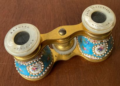Pair of theater binoculars with polychrome...