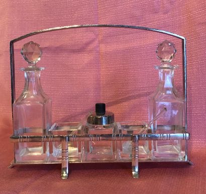 Table set, the silver plated metal frame,...
