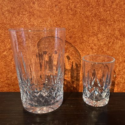 Suite of six whiskey glasses out of cut crystal...