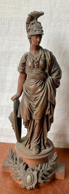 Statuette of Minerva in bronze with reddish-brown...