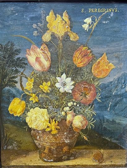 Ecole FLAMANDE du XVIIe siècle : FLEURS DANS...